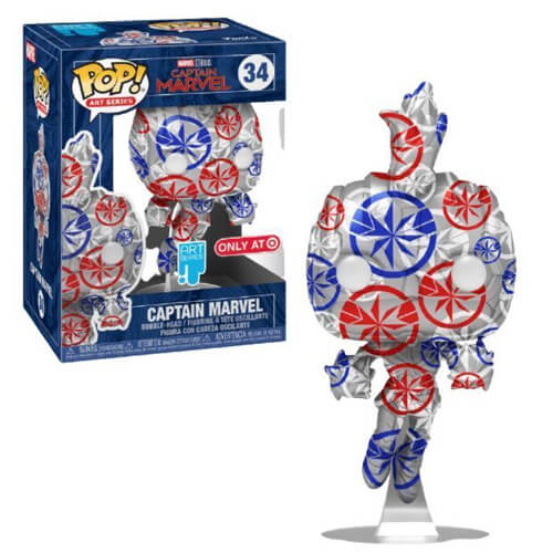 Funko POP! Artist Series: Marvel - Captain Marvel (with Plastic Case) (Special Edition) #34 Bobble-Head