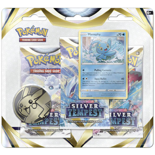 Silver Tempest 3 Booster Packs, Coin & Manaphy Promo Card