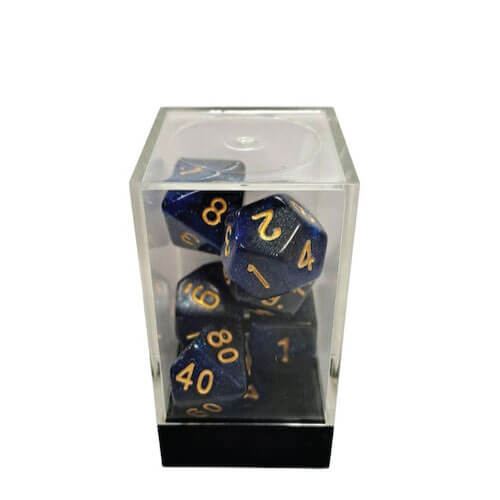 Starry Blue-Black/Gold Polyhedral 7-Die Set