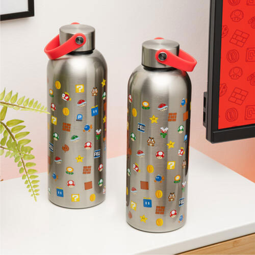 Paladone Super Mario - Metal Water Bottle With Carry Loop