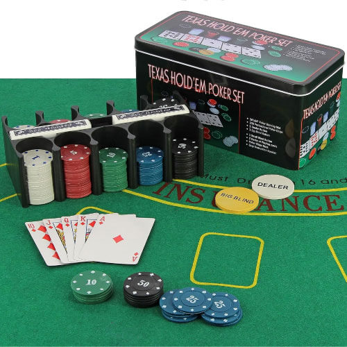 Texas Hold'em Poker Set 200pcs Casino Chips with Playing Cards